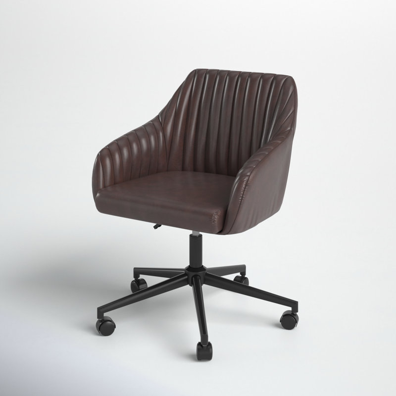 Chaise de bureau pivotante rembourrée Gulliver, Marron foncé