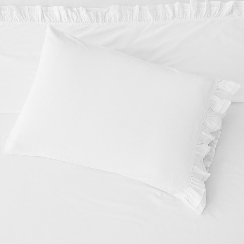 Double Ruffle Cotton Percale Sheet Set, Twin Sheet Shet with 1 Standard Pillowcase