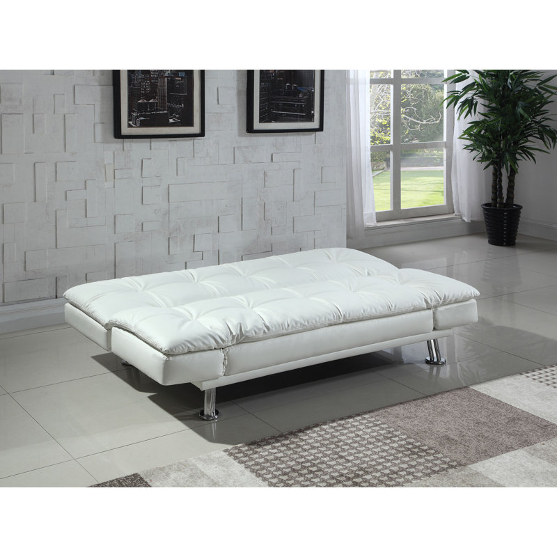 Peniel 72.6'' Faux Leather Sleeper Sofa, White Faux Leather