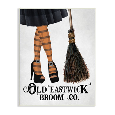 " Broom Co. Halloween Sign Witch Striped Stockings " Graphic Art Print