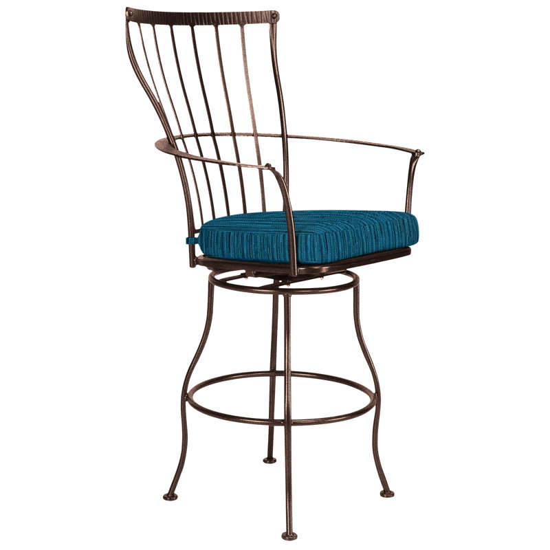 Monterra Outdoor Swivel Bar Stool, Flagship Stone Sunbrella®, Copper Creek, 27.25''