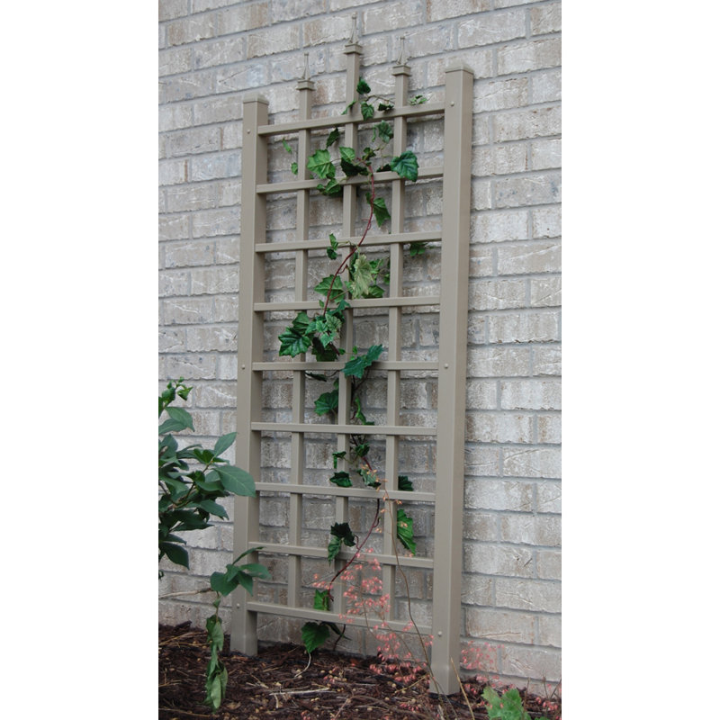 Mocha Vinyl Lattice Trellis with Finials, 64" x 28"