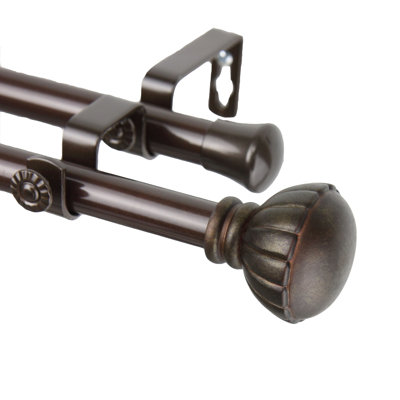Halima Steel Rod/Resin Finials Adjustable Double Curtain Rod