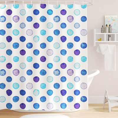 Acel Polka Dots Shower Curtain with Hooks Included