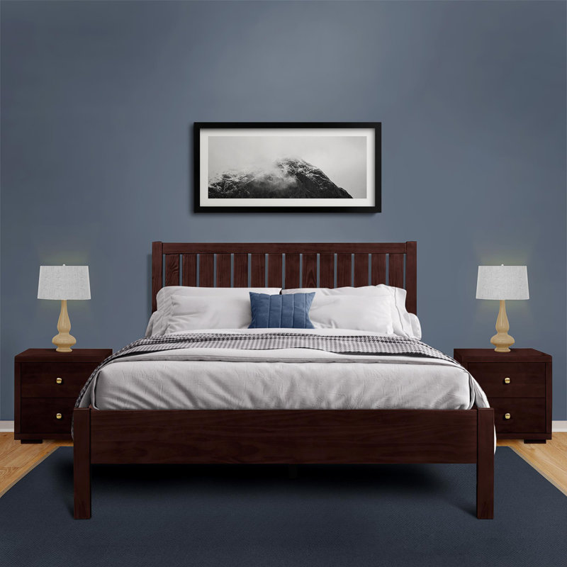 Graham Wooden Platform Bed with Slatted Headboard, Queen, Espresso