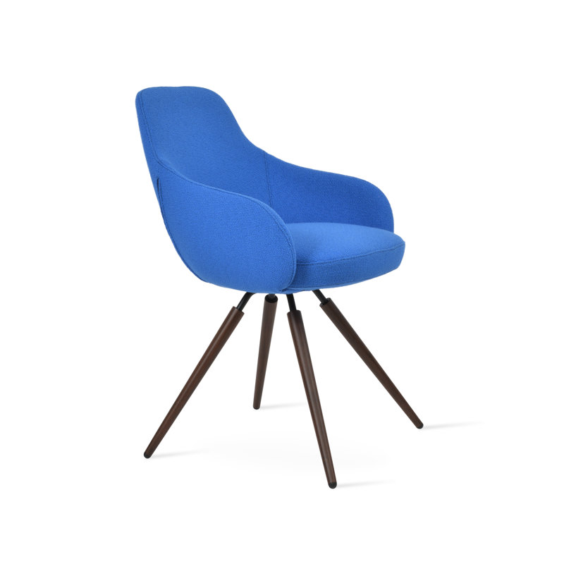 Fauteuil pivotant Gazel Carrot, Bleu, Noyer