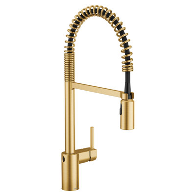 Align MotionSense Wave One-Handle High Arc Pre-Rinse Spring Pulldown Kitchen Brushed Gold Faucet