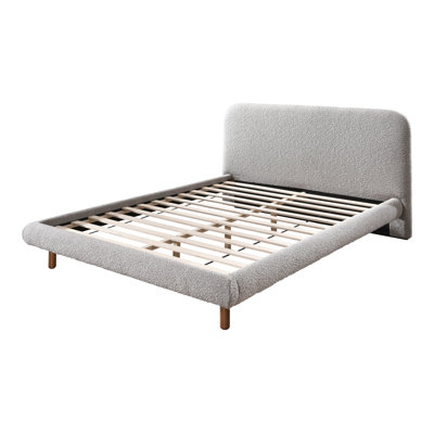 Lit plateforme tapissier gris Mahdia