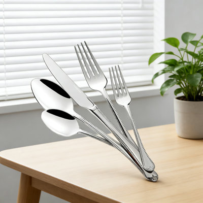 Ensemble de couverts 20 pièces en acier inoxydable pour 4, 18/10 couverts de qualité alimentaire avec poli miroir, va au lave-vaisselle pour la maison, la cuisine, le mariage et la fête