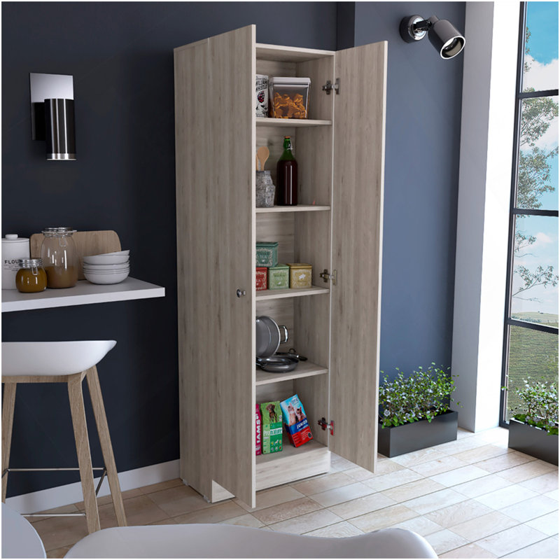 Multistorage Cabinet 71" H, Two Doors, Five Internal Shelves, Light Gray, Gray