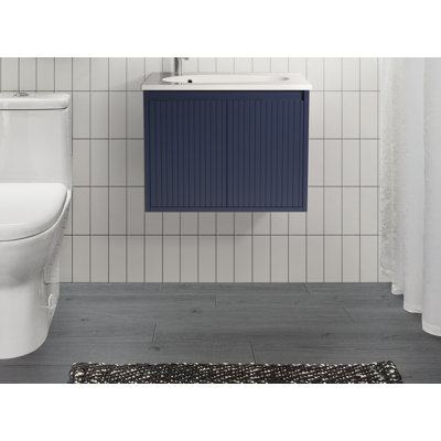 Meuble-lavabo simple mural 24 po avec plateau en résine 24 po