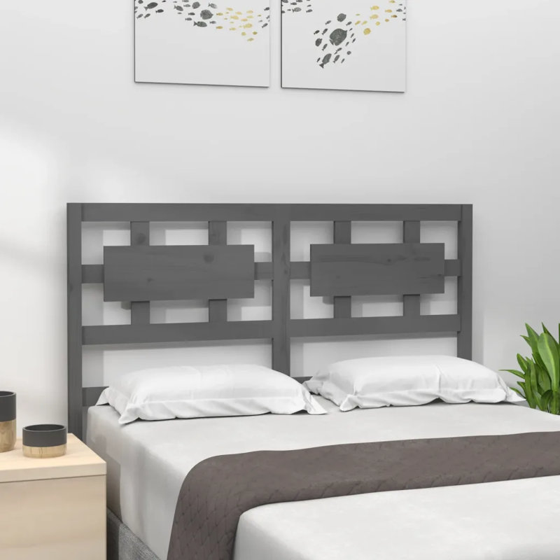 Huth Solid Pine Wood Headboard, 125.5 x 100 cm, Grey