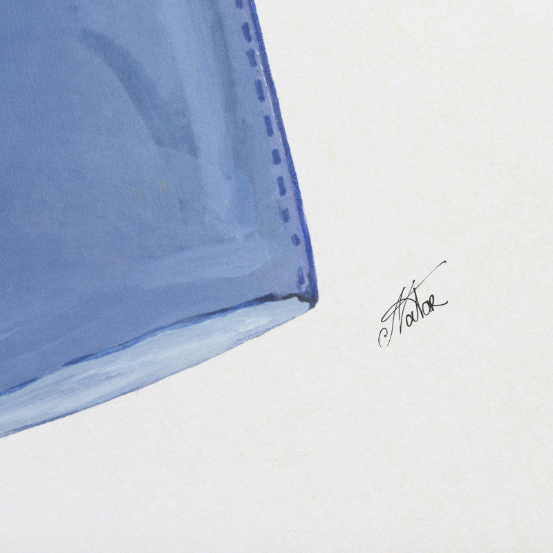 Maillot de bain bleu a imprimé à la main encadré texturé mat sous verre, Maillot de bain bleu