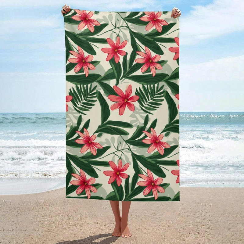 Serviette de plage bleu sarcelle à motif floral en tissu éponge à séchage rapide Teal 36 x 72 po