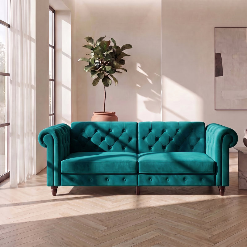 Dimmitt 3 Seater Velvet Sofa, Teal
