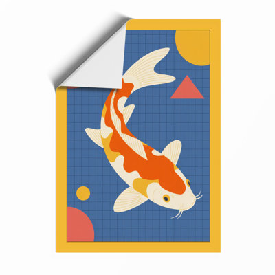 Leaping Koi Geometric - Framed Print