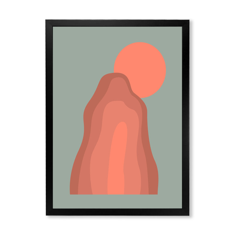 «Pink Sunset Mountain Landscape», peinture sur toile, H 40 po x l 30 po x 1,5 po, Cadre photo noir