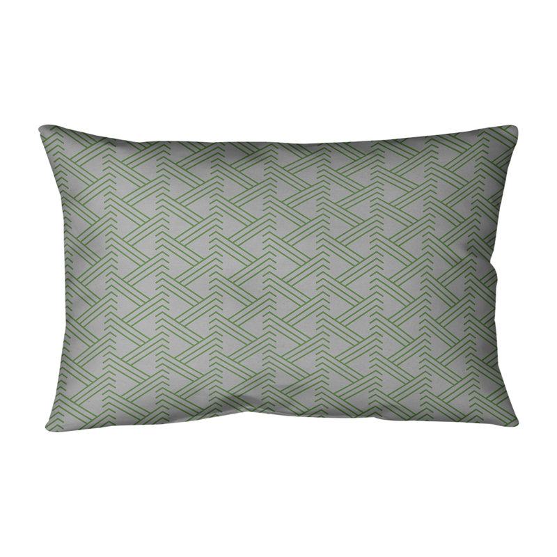 Coussin lombaire à motif Zig Zag, H 14 po x l 20 po, Pas de bourre, Gris/vert