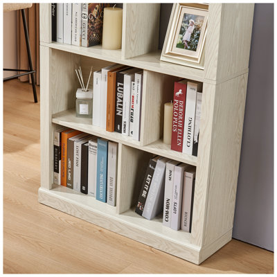 Bibliothèque ouverte moderne à 5 tablettes en blanc - unité de rangement en panneau de fibres à densité moyenne d'une largeur de 31,5 po