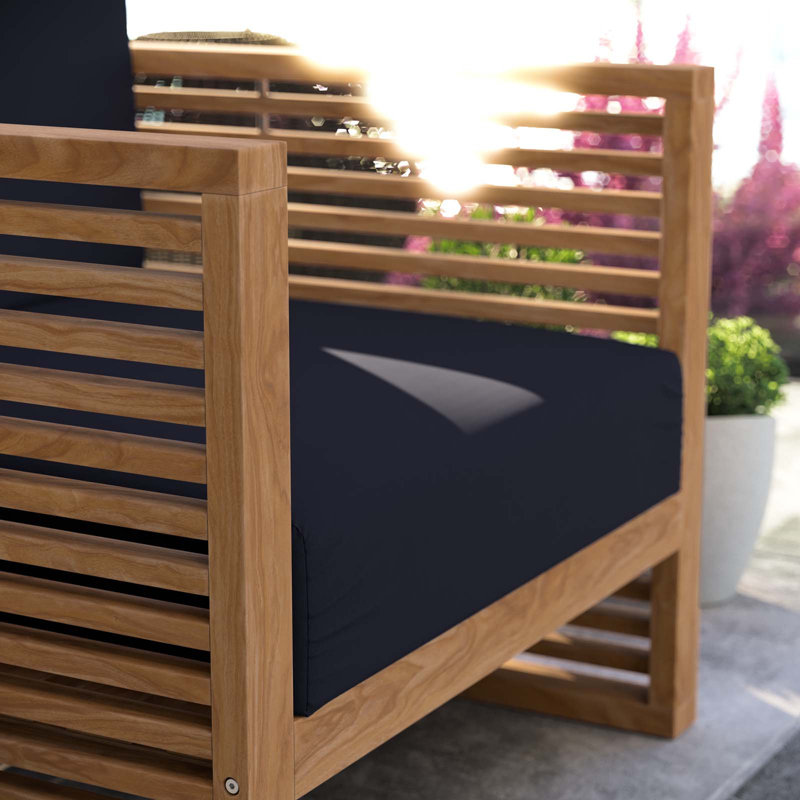 Teak Wood Outdoor Patio Armchair, Navy
