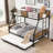 Matte Black Twin Over Full Metal Bunk Bed with Trundle, Two-Side Ladder, Full-Length Guardrail for Small Kids Bedrooms