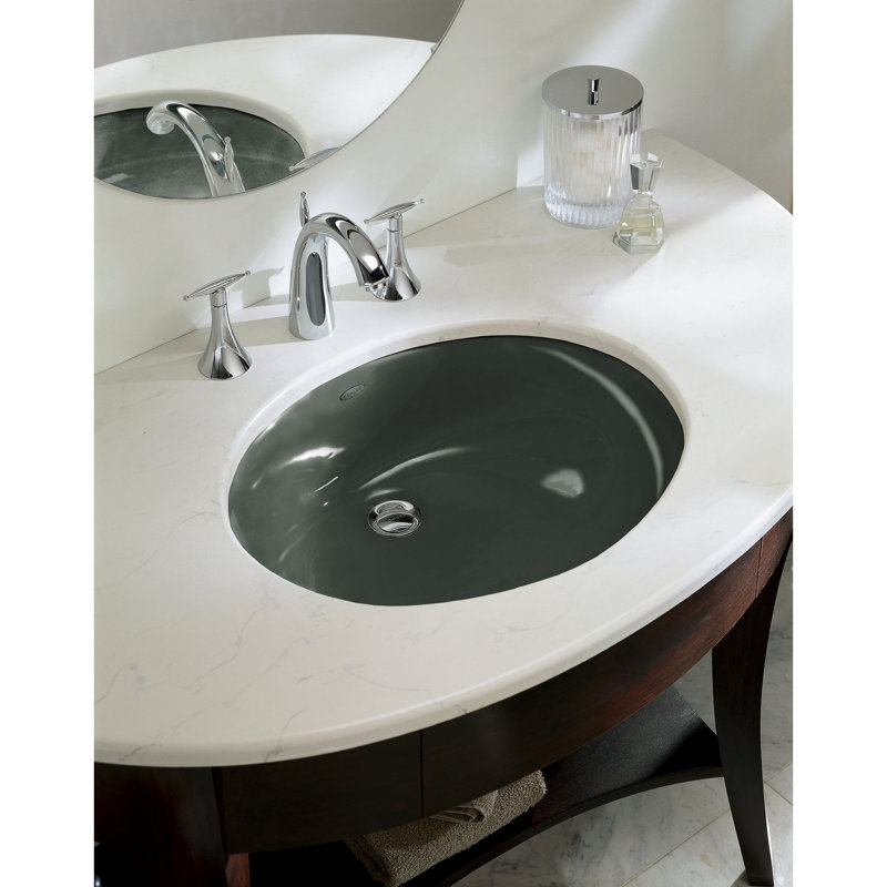 Caxton® Vitreous China Oval Undermount Bathroom Sink with Overflow, Honed White