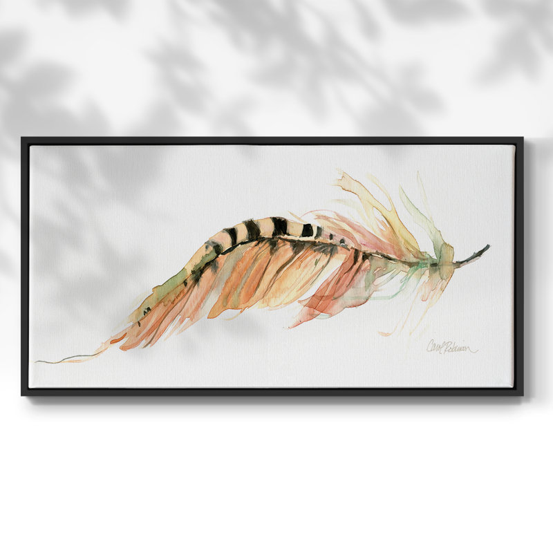 Tail Feather IV - Toile tendue avec châssis tendue, prête à accrocher, H 17 po x l 33 po, Noir, noir, noir, noir