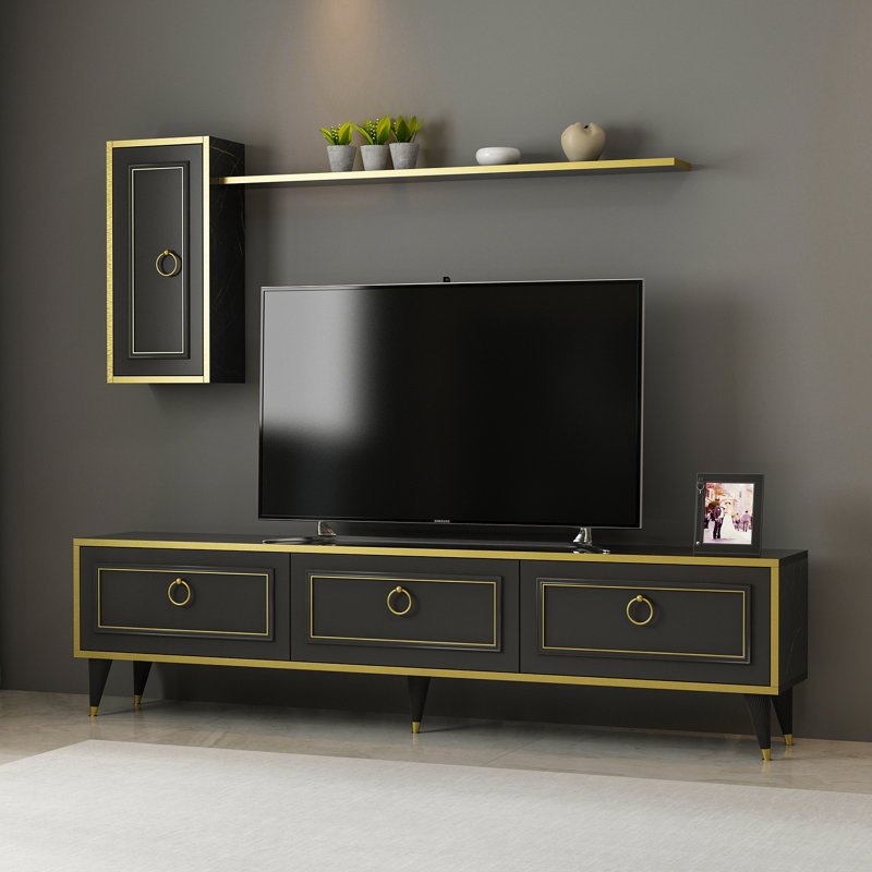 Uriah Unfinished TV Stand for TVs up to 75", Black