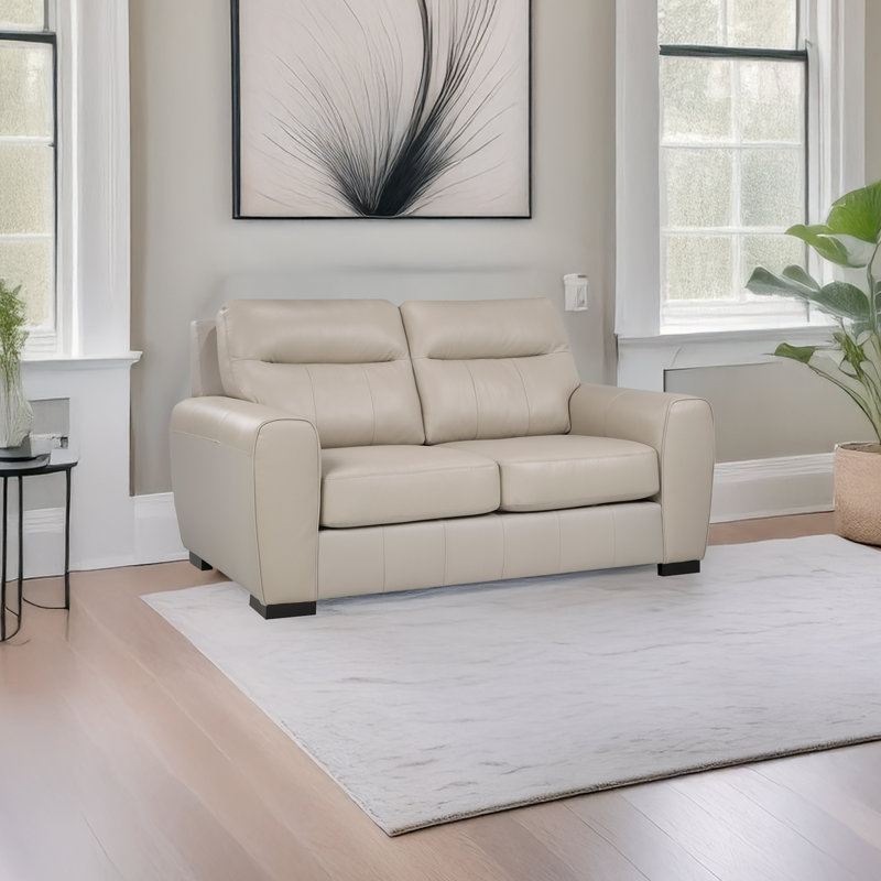 Canapé en cuir Barton, taupe, H 37 po x l 65 po x P 37 po, 2