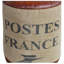 Pouf rond en toile et cuir POSTE