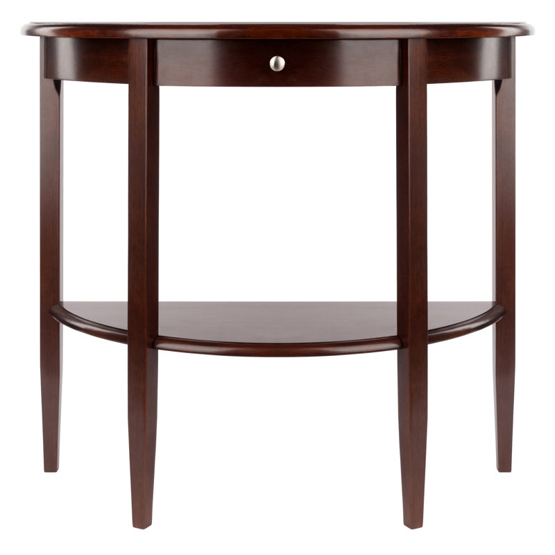 Console Espinosa, demi-lune, 1 tiroir, noyer antique H 33,52 po x l 39,12 po x P 15,7 po
