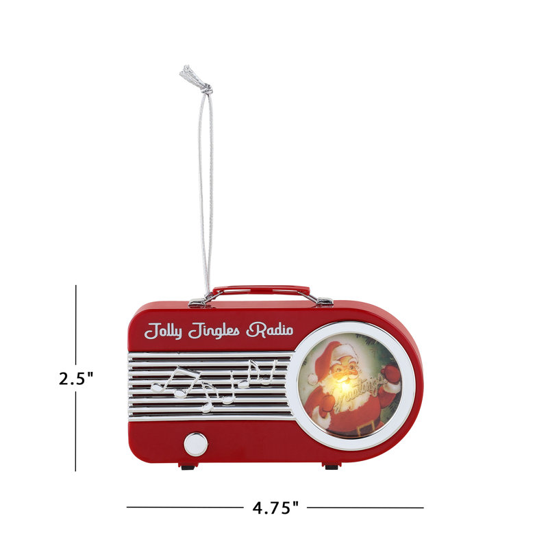 Ornement de radio rétro 4,75 po, Rouge