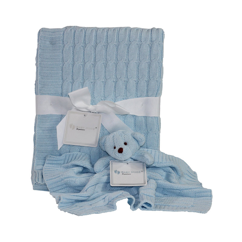 Tabor Cotton Baby Blanket, Blue