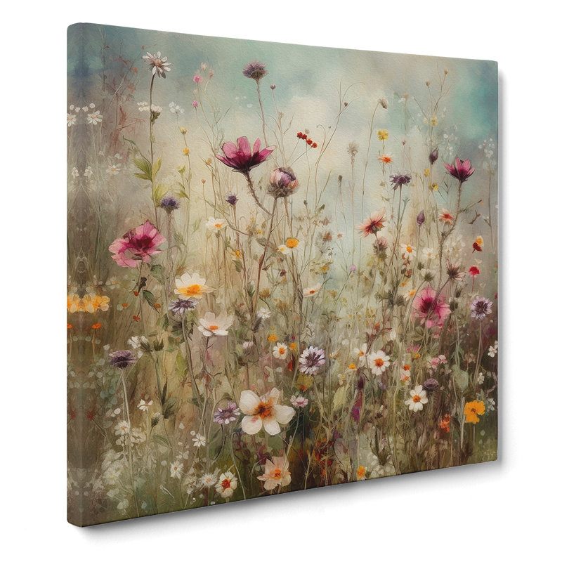 Meadow Floral No.3 - Wrapped Canvas, 50cm H x 50cm W x 3cm D