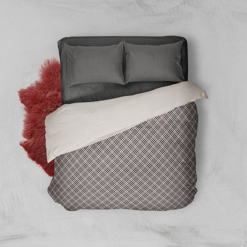 Ensemble de confort Birdsong, Édredon simple et 1 taie décorative, Gris et rouge