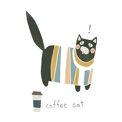 " Coffee Cats III " by June Erica Vess Painting Print