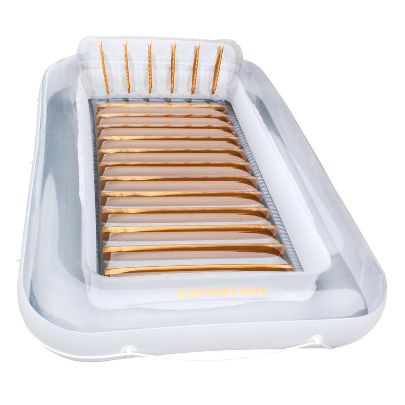 Bain de soleil gonflable Swimline Luxe Edition, H 8 po x l 46 po x P 70 po, Blanc / Doré