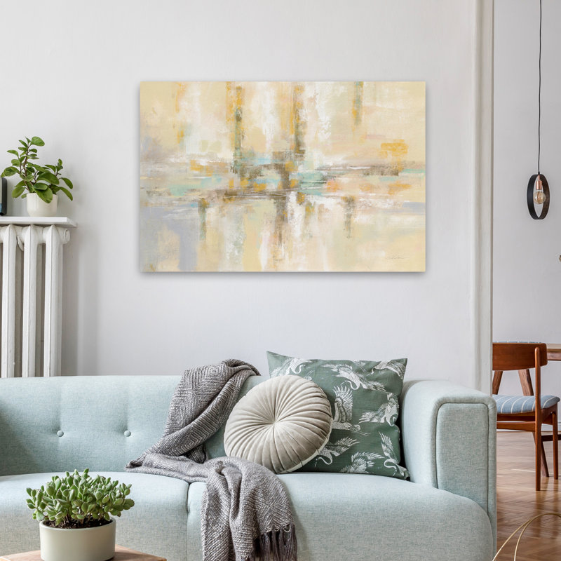 Hiver - fauve bleu turquoise / gris, H 36 po x l 24 po