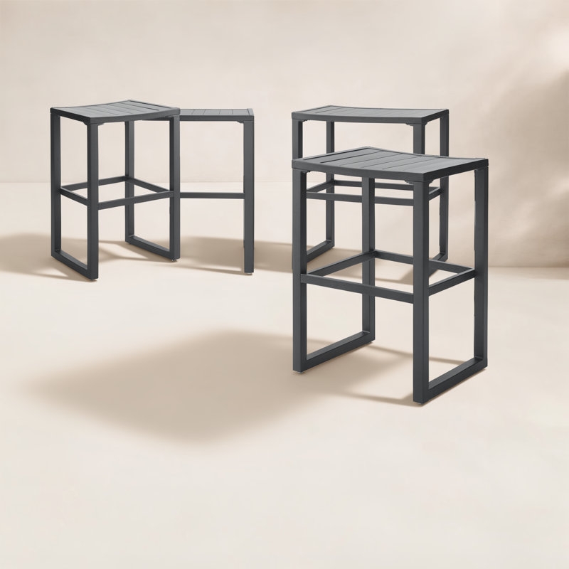 Armando 30" Aluminum Patio Bar Stool, Black