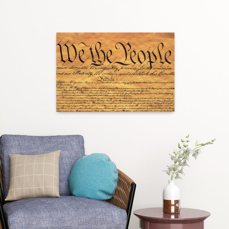 Art contemporain du préambule de la Constitution des États-Unis, H 16 po x l 24 po