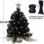 Mini sapin de Noël noir d'Halloween, pin de Noël artificiel éclairé de table 24 pouces / 2 pi, petit arbre à piles et minuterie avec 50 lumières DEL, pour un décor de fête