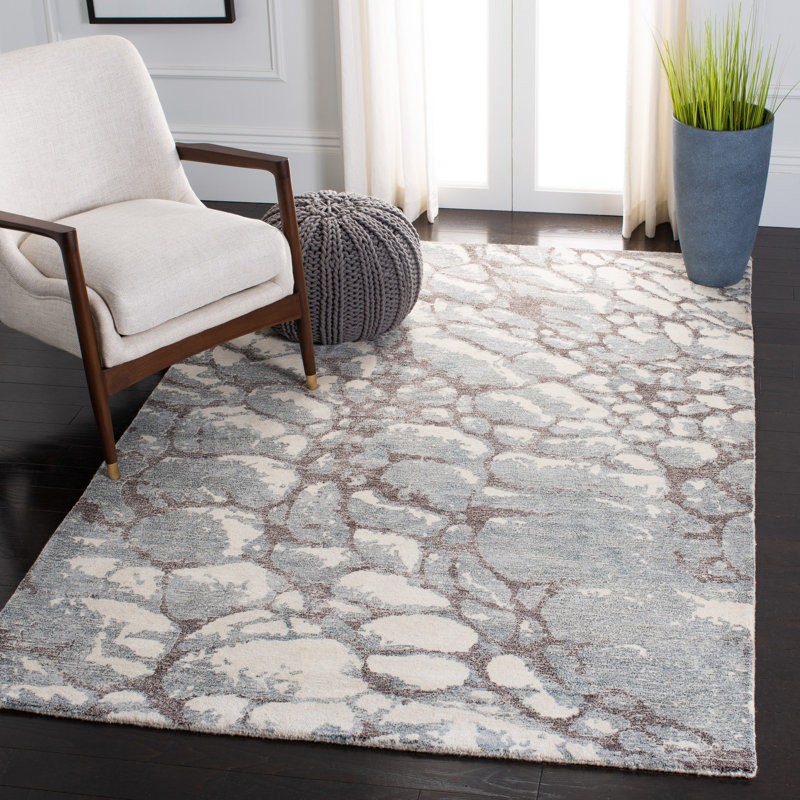 Tapis gris / ivoire touffeté à la main Banham, Rectangle 8 pi x 10 pi