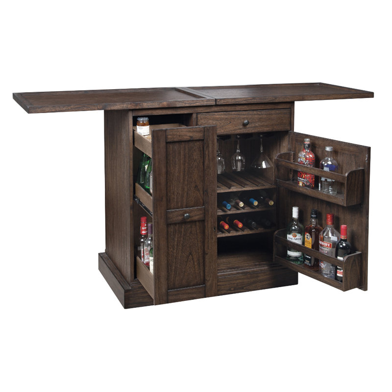 Tipple Burnished Oak Wine & Bar Console with Expandable Top