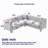 Corner Sofa, L-Shaped Sectional Couch, 5-Seater Corner Sofas with 3 Cushions-1714612053