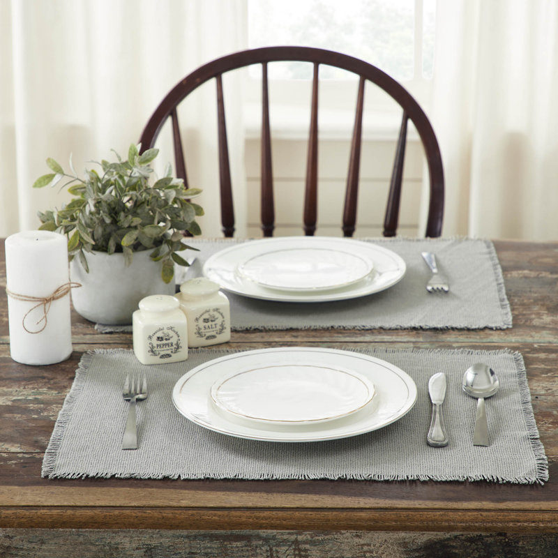 Burlap 100% Cotton Solid Colour Rectangle Placemat, Grey