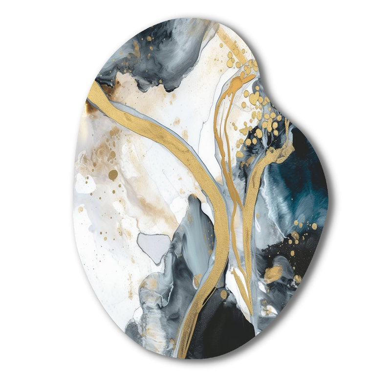 Marbre peinture texturée V - marbre abstrait poire décoration murale irrégulière en métal, H 30 po x l 22 po