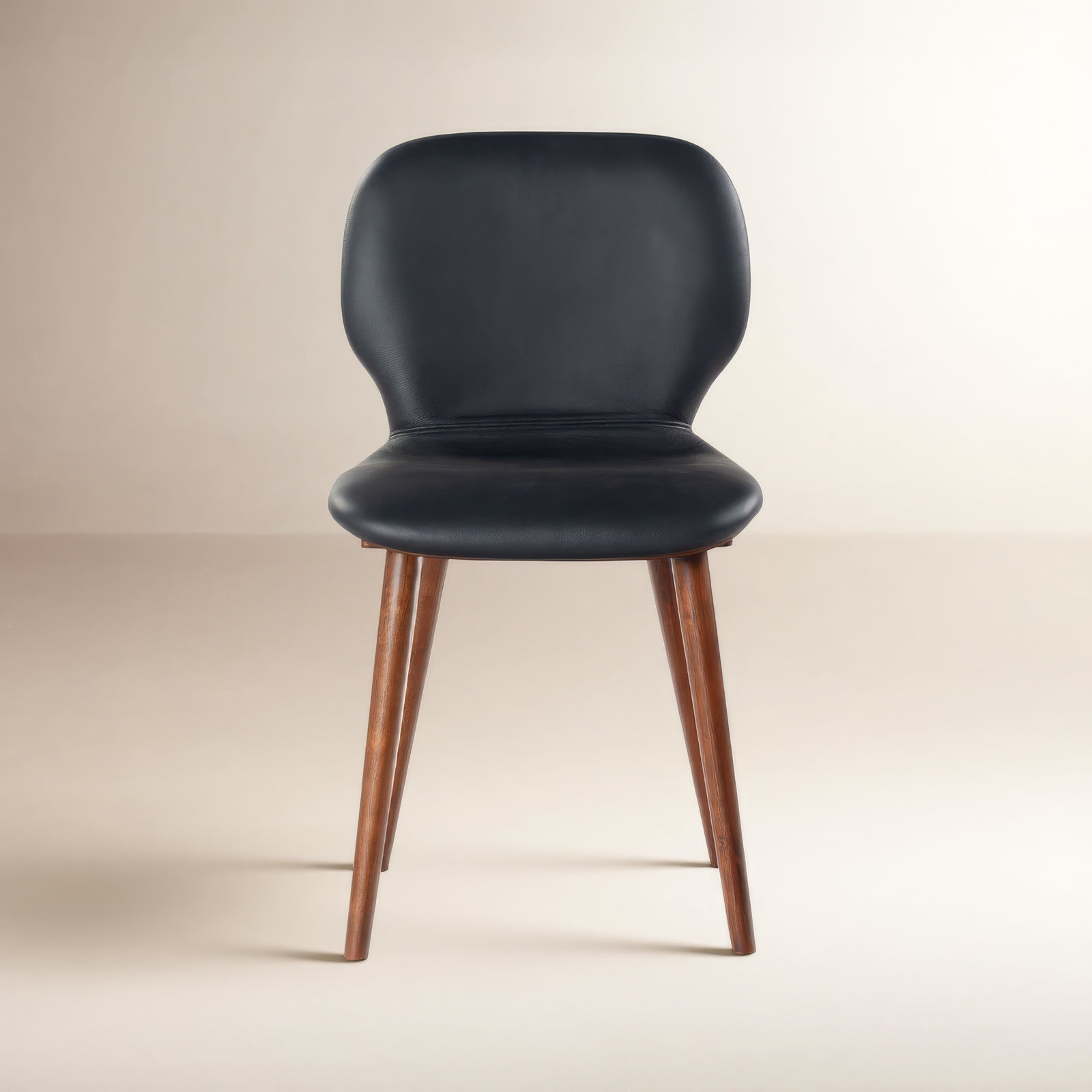 Vanya Side Chair, Black Leather