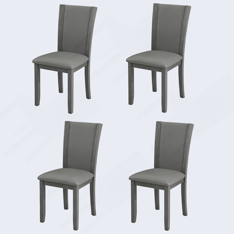 Ensemble de 4 chaises de salle à manger rembourrées avec siège rembourré, Gris, Gris