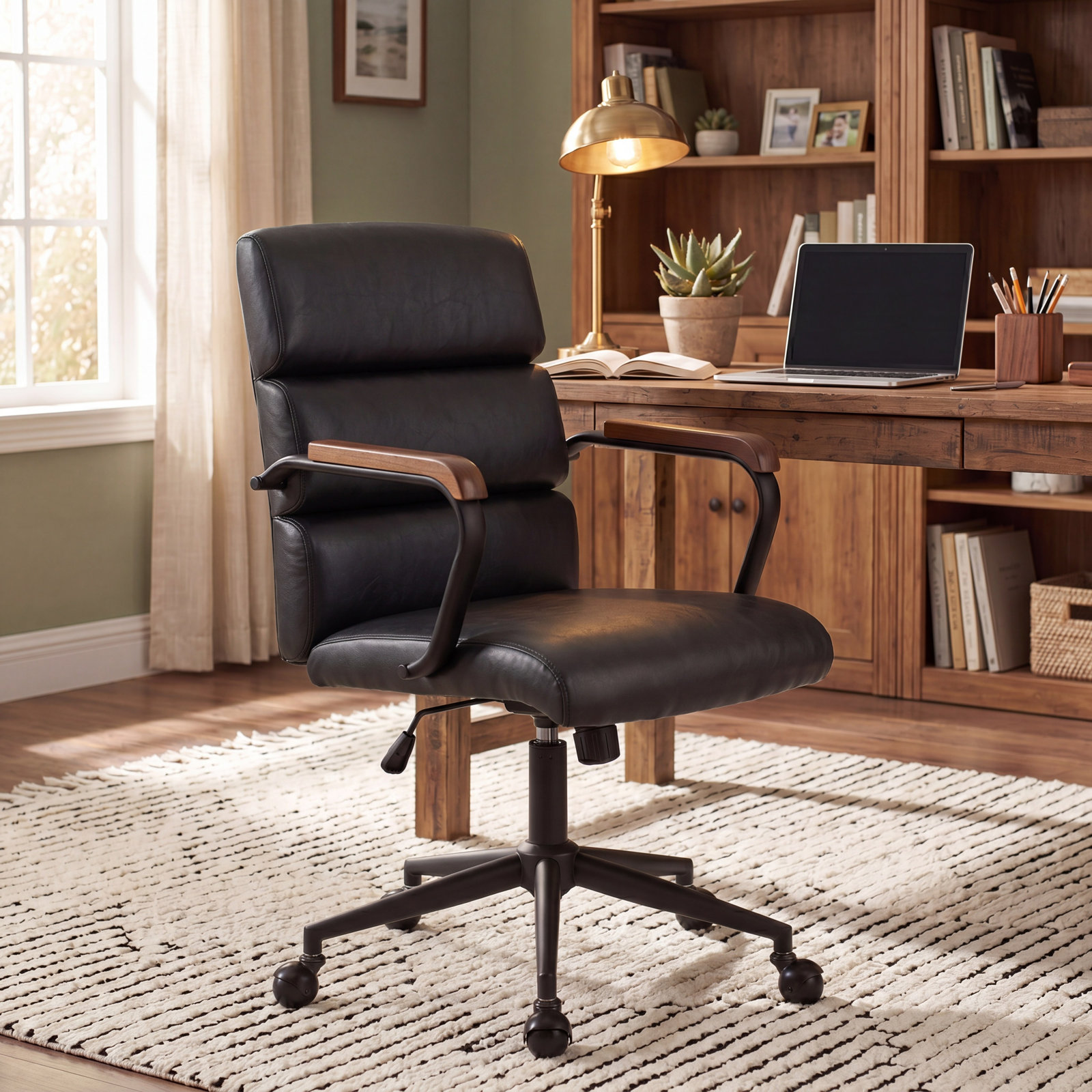 Ergonomic Mid-Back Office Chair, Black