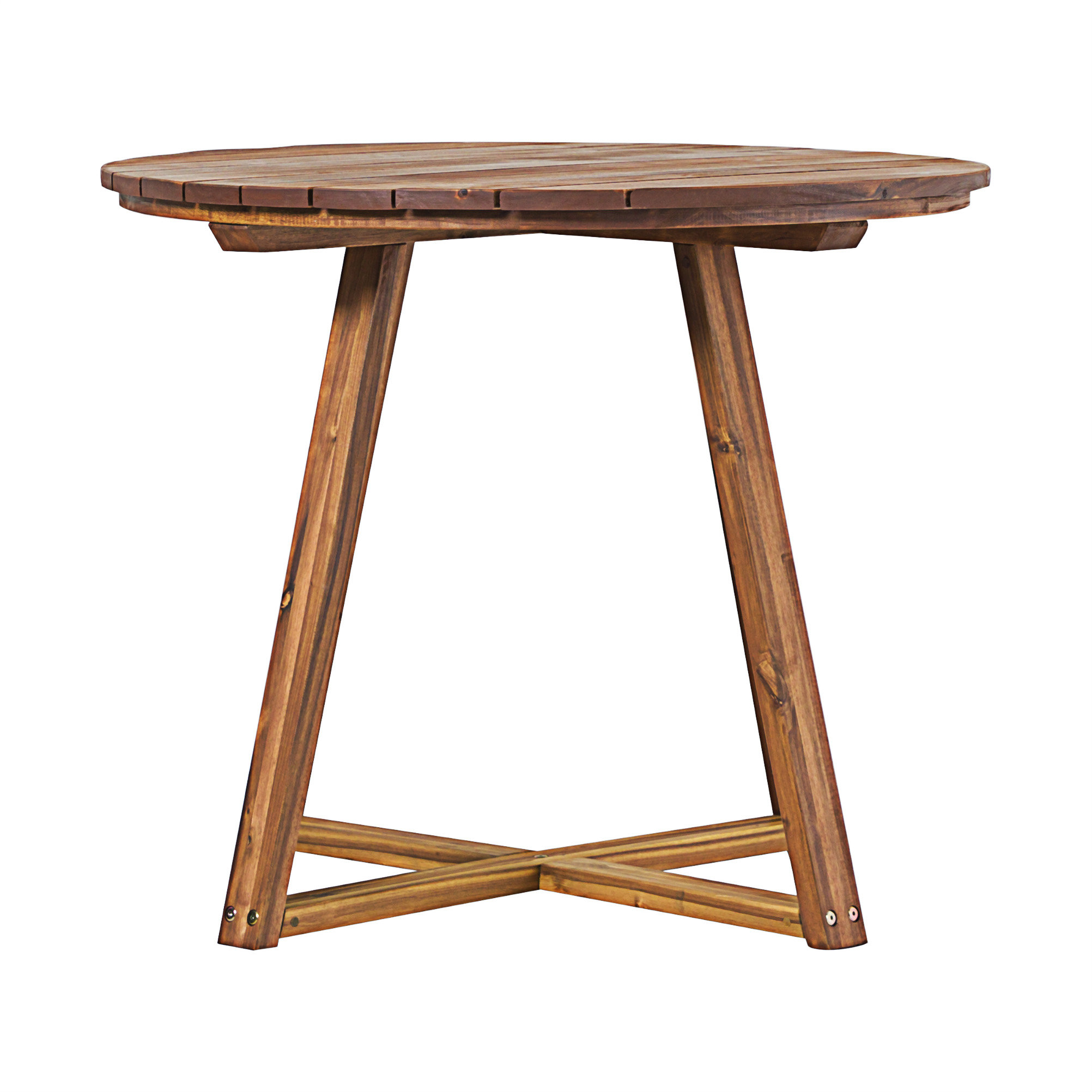 Gracie Oaks Contemporary Solid Wood Slat-Top Round Patio Dining Table ...